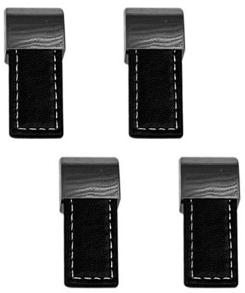 Set van 4 zwarte leren handgrepen (enkelzijdig, metalen eindstuk)