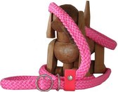 Retriever lijn | Dikke maat jachtlijn | 180 cm lang | Halsband en lijn | large | Uniek | Handgemaakt | Walk that Dog! | Neon Pink