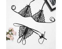 LINGERIE SET top + slip - zwart