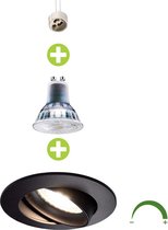 LED Inbouwspot Zwart 5,5W | Rond | 70 mm | Dimbaar - 2700K - Warm wit (827)