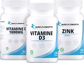 Immuunsysteem BASIS Pakket - Weerstand Pakket - Vitamine C & Vitamine D3 & Zink | Muscle Concepts