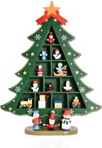 Kerst Decoratie - Houten Kerstboom - Groen - 19 x 25 cm