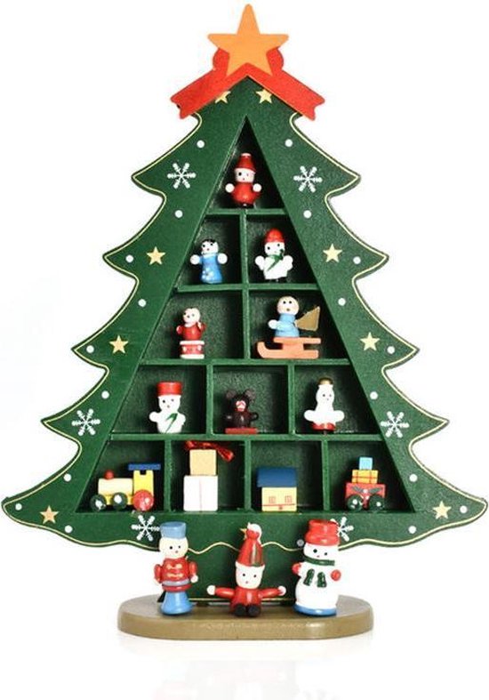 Kerst Decoratie - Houten Kerstboom - Groen - 19 x 25 cm | bol.com