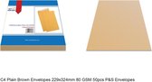 Pochette en papier | Enveloppe marron C4 | 229 mm x 324 mm | 50 pièces