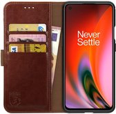Rosso Element Book Case Wallet Hoesje Geschikt voor OnePlus Nord 2 | Portemonnee | 3 Pasjes | Magneetsluiting | Stand Functie | Bruin