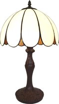 LumiLamp Tiffany Tafellamp Ø 31*43 cm E27/max 1*40W Wit Kunststof, Glas Tiffany Bureaulamp Tiffany Lampen