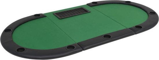 Thumbnail van een extra afbeelding van het spel Opklapbare pokertafel 3 vouw ovaal groen voor 9 spelers