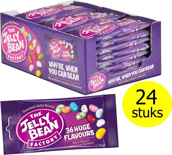 The Jelly Bean Factory Doos à 24 stuks x 50 g - Snoep  - 36 Huge Flavours jelly beans - Zakjes