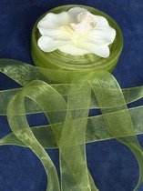 Romak organza lint olive green 15mm x 5m