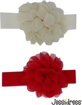 Jessidress® Baby Haarband Baby Hoofdbanden Haarband met haarbloem Hoofdband - Beige/Rood