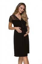 Lupoline zwangerschaps- en voedingsnachthemd met korte mouwen  - zwart 40