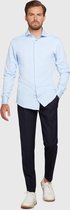 PEERS-Amsterdam - overhemd heren lange mouwen - blauw - 4 way stretch / beweegt altijd met je mee - slim fit - makkelijk strijkbaar - maat 39 - M