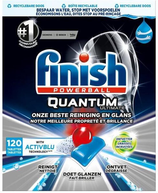 Finish Powerball Quantum Ultimate - 120 vaatwastabletten - ActivBlu technology