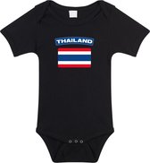 Thailand baby rompertje met vlag zwart jongens en meisjes - Kraamcadeau - Babykleding - Thailand landen romper 68 (4-6 maanden)
