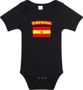 Espana baby rompertje met vlag zwart jongens en meisjes - Kraamcadeau - Babykleding - Spanje landen romper 56
