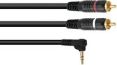 OMNITRONIC jack kabel 3 5 mm - jack naar tulp -aux kabel - audio kabel 3.5 Jack 90°/2xRCA 0,5m bk