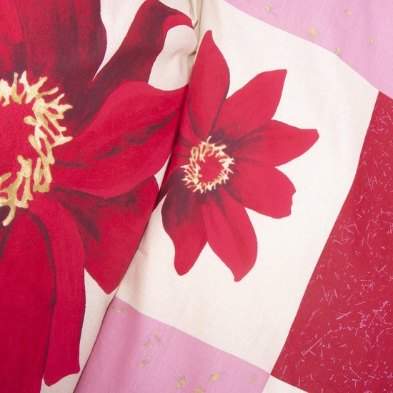 SENZATIONE 100% Katoen Percaline Dekbedovertrek 200x200/220-2x60x70 cm MARISOL ROOD van SENZATIONE — afbeelding 4