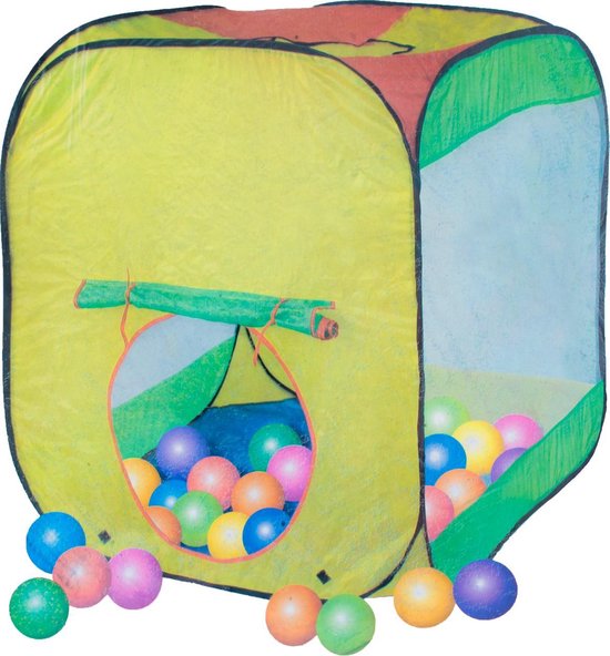 Play tent - Speeltent met GRATIS 36 soft ballenbak tent - 80 x 80 x 95 cm | bol.com