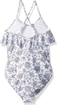 Seafolly Pop Palace Ruffle Tank White/Floral - Kinderen Lila Geprint Meisjes Badpak - Maat 146