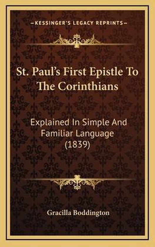 St. Paul's First Epistle to the Corinthians, Gracilla Boddington 9781164998174 Boeken