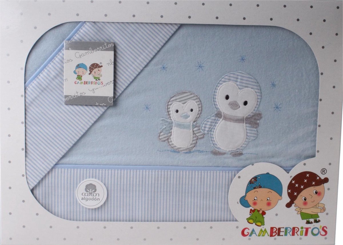 Gamberritos Laken Set Pinguïn Katoen Middel Blauw 3-delig