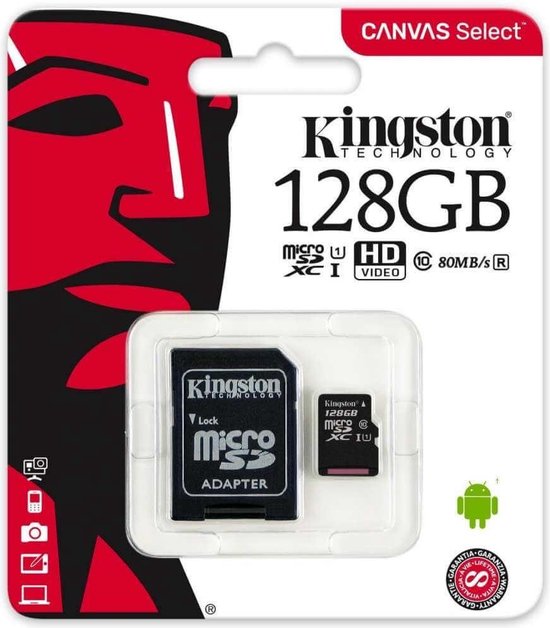 Kingston Canvas Select MicroSDHC Class 10 UHS-I - 128 GB incl. Adapter