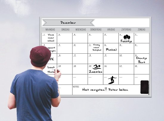 Brute Strength - Magnetisch Weekplanner whiteboard (2) - 91 x 67 cm - Planbord - Familieplanner - Gezinsplanner - To Do Planner- Extra groot formaat