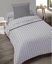 1-Persoonsdekbedovertrek katoen Albi gris foncé 140x200 met 1 kussensloop 65x65