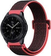 Nylon Geweven Sportbandje - Samsung Galaxy Watch 46mm R800 - Garmin VivoActive 4 - Universeel 22mm - Rood Zwart