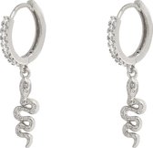 Yehwang Oorbel slang strass crystal zilver