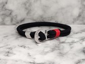 Mei's | Sailor armband |armband mannen / sieraad mannen / Anker armband | Stainless Steel / 316L Roestvrij staal / nylon | zwart zilver rood / polsmaat 17,5 cm