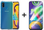 Samsung M21 hoesje shock proof case - samsung galaxy m21 hoesje transparant shock proof case hoes cover hoesjes - 1x samsung galaxy m21 screenprotector screen protector