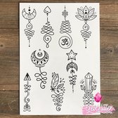 GetGlitterBaby - Henna Plak Tattoos / Tijdelijke Tattoo / Nep Tatoeage - Unalome