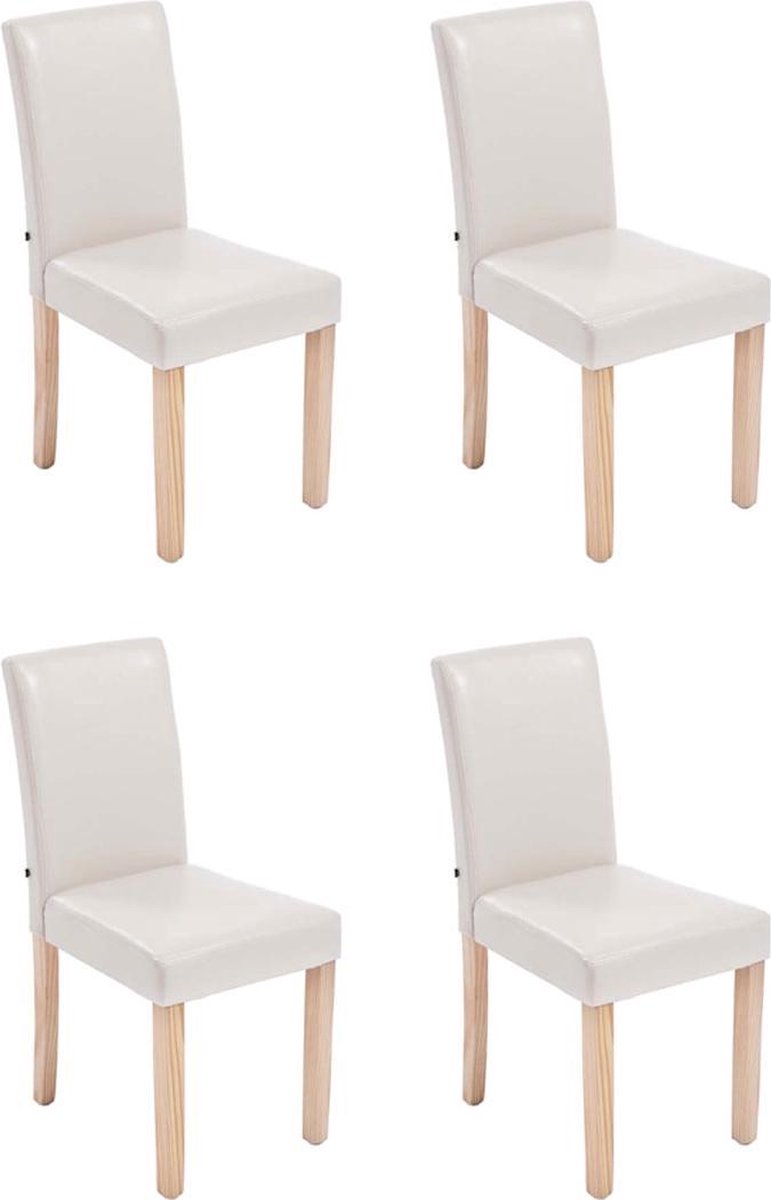 CLP Ina Set van 4 Eetkamerstoelen - Kunstleer creme natura
