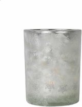 Waxinelichthouder Sneeuw Wit-Goudkleurig (8 x 7 cm)