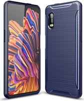 Samsung Galaxy Xcover Pro Geborsteld TPU Hoesje Blauw