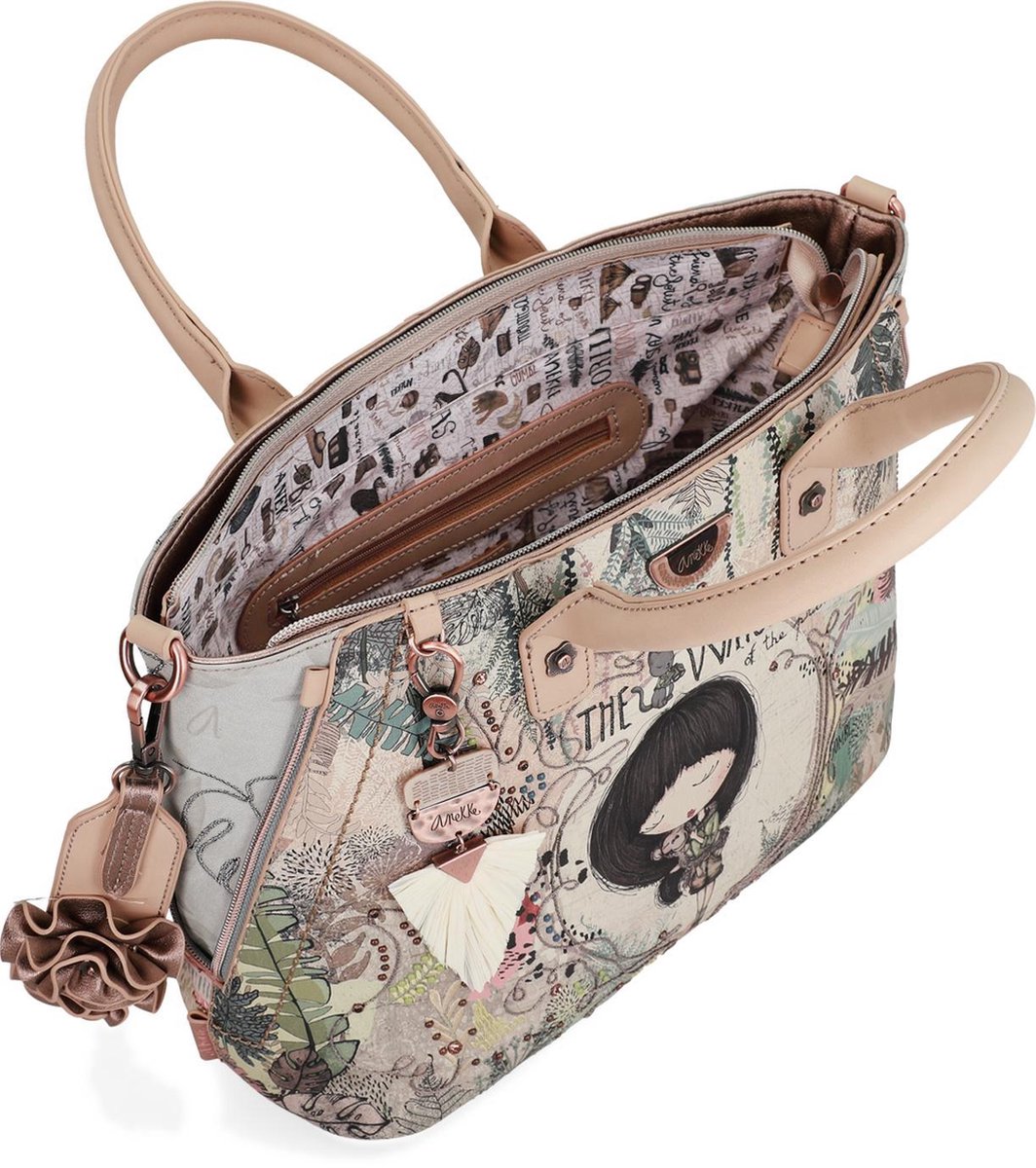 Anekke - Dames tas - grote schoudertas van kunstleer met 2 handgrepen - ritssluiting - Anekke ia - damesaccessoires en accessoires - afmetingen 40 x 29 x 16 cm, Meerkleurig, One Size