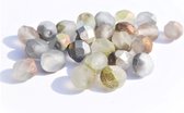 6 mm facetkraal mat grijs met oliecoating , 50 st