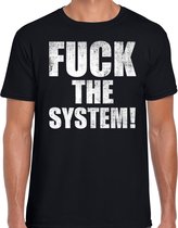 Fuck the system protest t-shirt zwart voor heren - staken / protesteren / statement / demonstratie shirt M