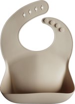 Mushie Siliconen Baby Slabbetje met Opvangbakje | Shifting Sand | BPA ftalaatvrij| afwasbaar|Bibs kleuren|