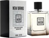 New Brand Eau De Toilette Free Man - Transparant - Zwart - 100 ml - Vaderdag - Herengeuren - Humanifiers