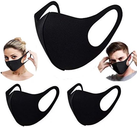Comfortabel en Wasbaar Mondkapje Zwart | Set van 4 | Face Mask | Herbruikbaar | Wasbaar | Mondmasker | Gezichtsmasker | OV mondkapje