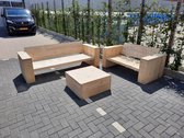 3 delige Loungeset "Garden Middel" van Nieuw steigerhout inclusief tafel 5 persoons