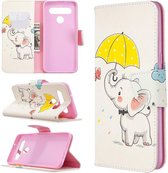 LG K61 Hoesje Portemonnee Print Hoesje Wit Met Olifant