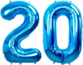 Folie Ballon Cijfer 20 Jaar Blauw 70Cm Verjaardag Folieballon Met Rietje