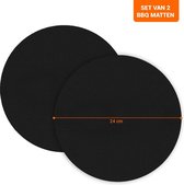 Vannons - BBQ Mat Rond - BBQ mat - 24 cm - Set van 2 - Zwart