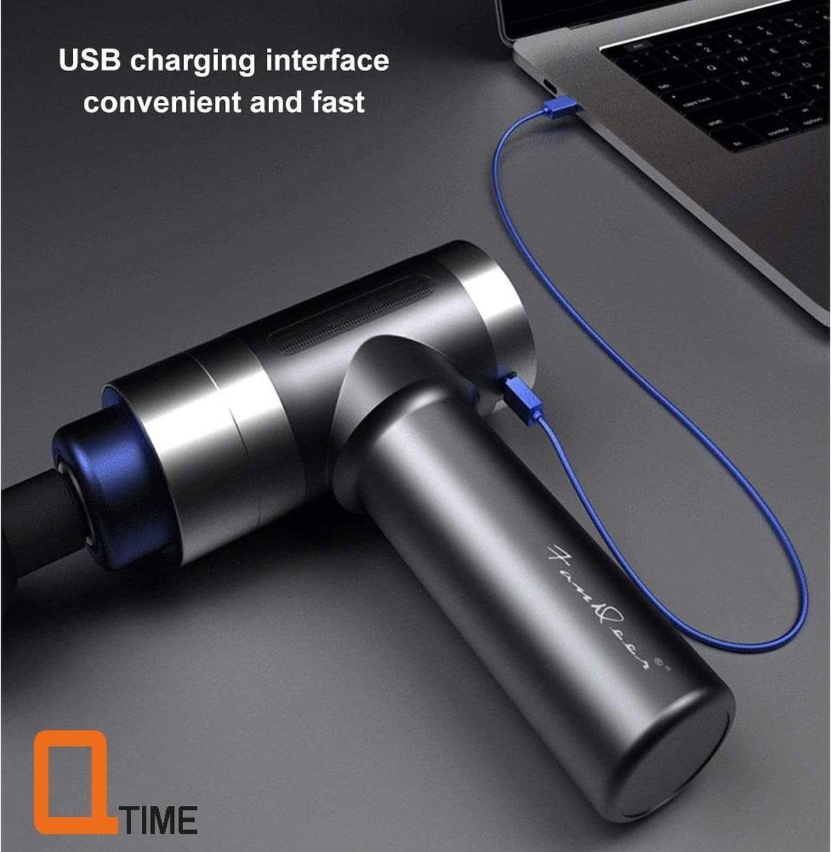 Afbeelding 2 van Q-time - Digitale Massage Gun - Professionele Sport Massage - Rug Massage - Nek Massage - Massage Apparaat - Spier Massage - Stress Massage - Triggerpoint - Spierherstel & Spierontspanning - Digitaal