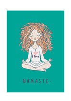 HappyBook - Notitieboek - Notebook - Diary - Journal - Yoga - Meisje - Gelijnd - Zeegroen - Werk - Studie - Dagboek - Softcover - Cadeau - Elastiek - Lijntjes - Relatiegeschenk - B