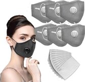 Set 6 Stuks Uitwasbare mondmasker mondkapje Katoen | grijs | Face Mask | Gezichtsmasker + 10 Filters
