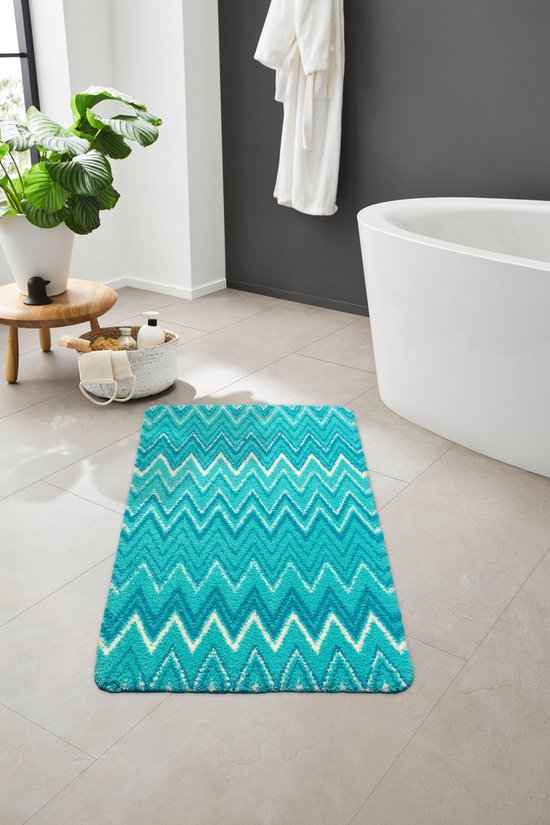 Luxe antislip badmat 'Striking Seagreen' - polyester badkamer tapijt 60x90  - MADE IN... | bol.com